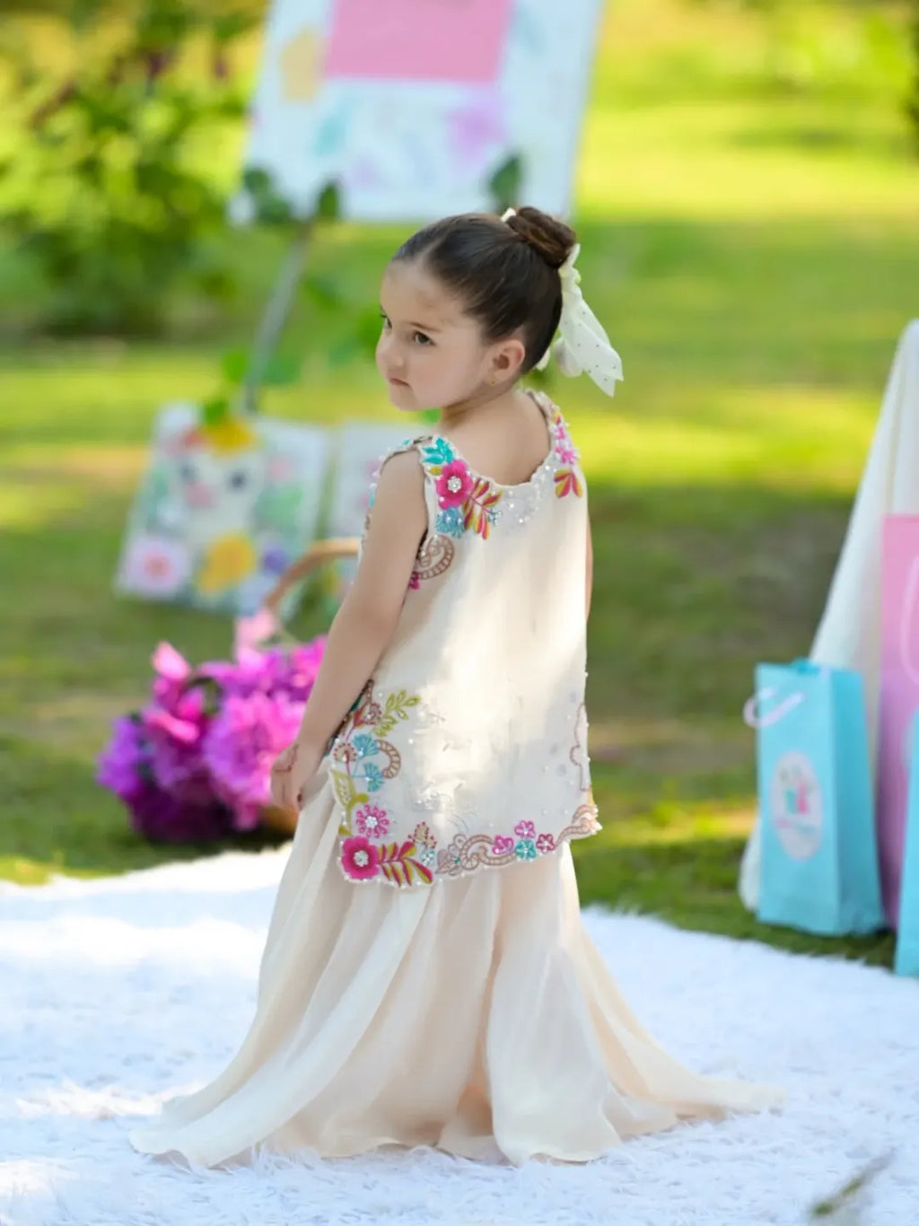 Myra Ivory Blossom Sharara Set