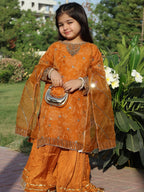Royal Aaira Mustard Embroidered Sharara Set with Dupatta
