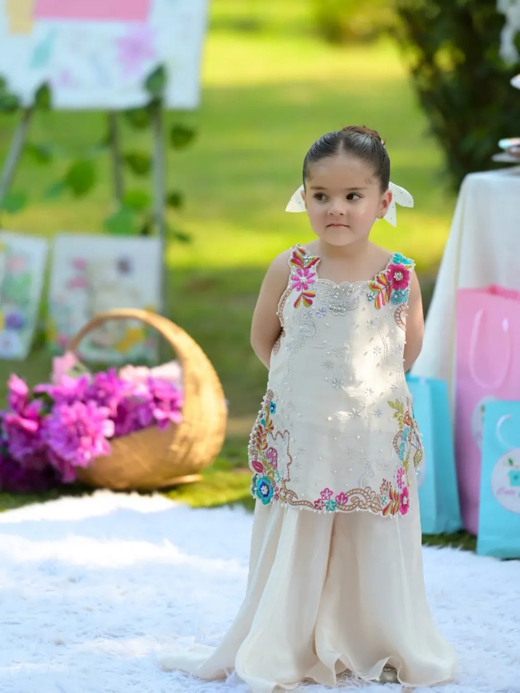 Myra Ivory Blossom Sharara Set