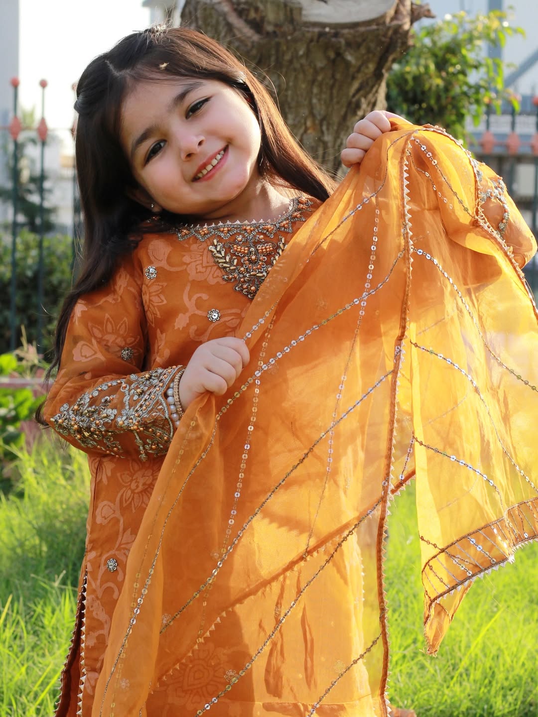 Royal Aaira Mustard Embroidered Sharara Set with Dupatta