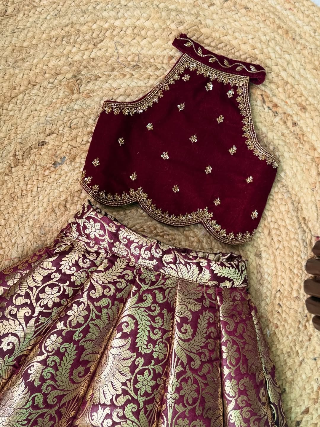 Pihu Maroon Designer Lehenga Set
