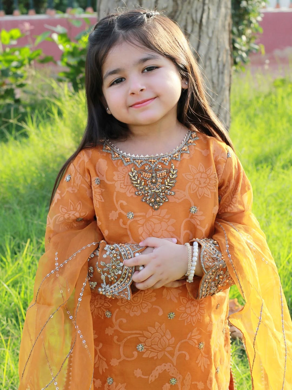 Royal Aaira Mustard Embroidered Sharara Set with Dupatta