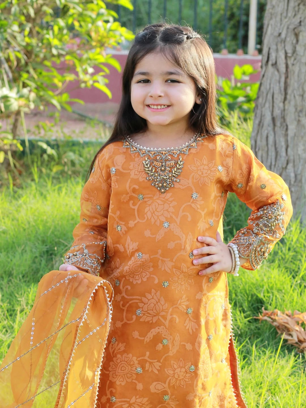 Royal Aaira Mustard Embroidered Sharara Set with Dupatta