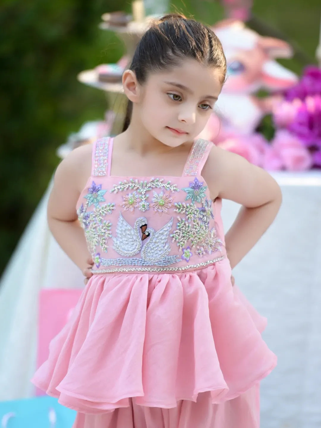 Nyra Blush Pink Swan Sharara Set