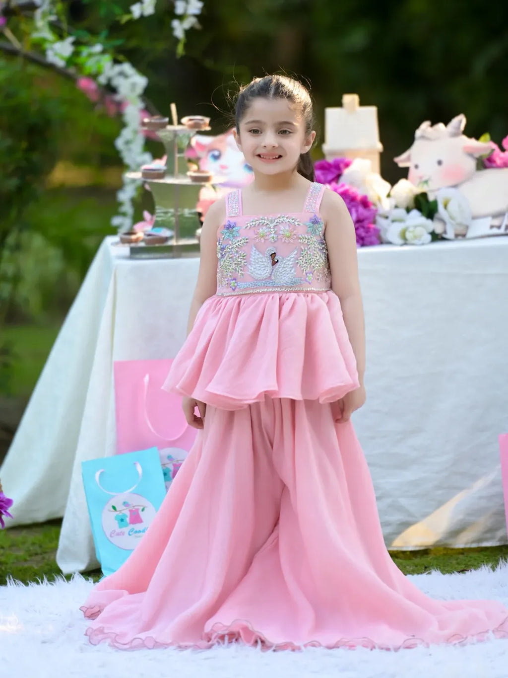 Nyra Blush Pink Swan Sharara Set