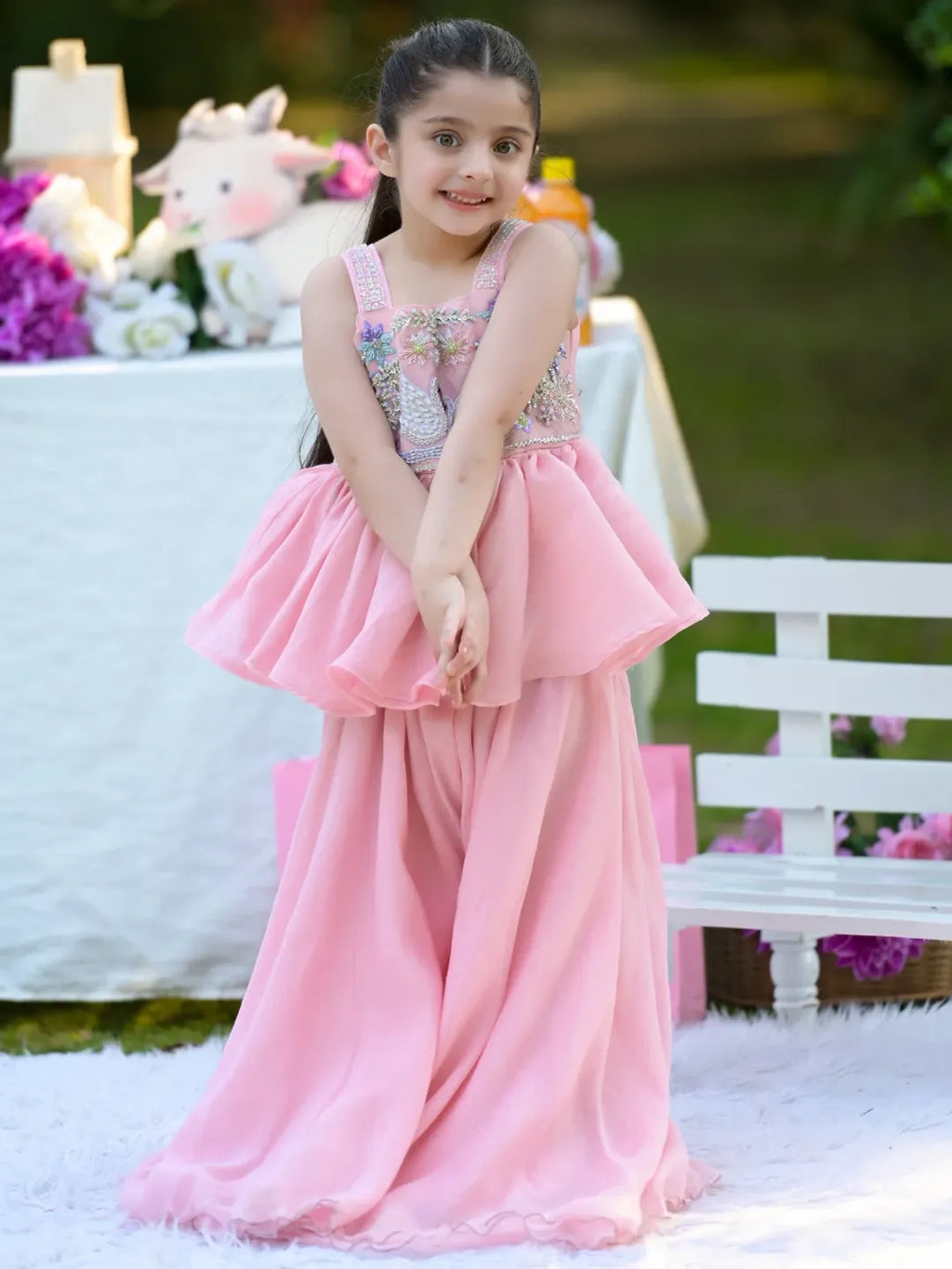 Nyra Blush Pink Swan Sharara Set