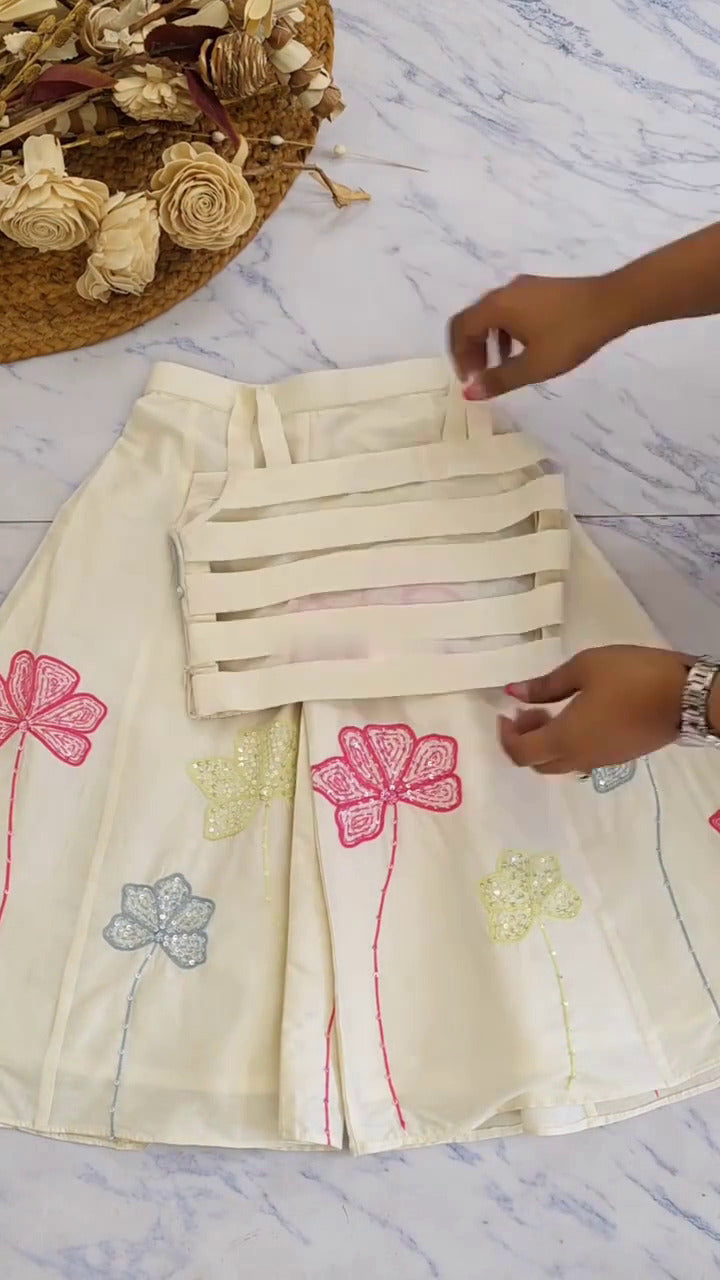 Myra Ivory Floral Sharara Set