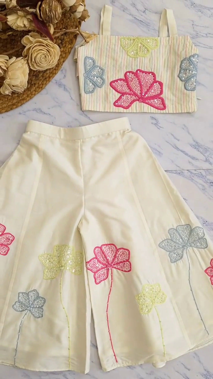 Myra Ivory Floral Sharara Set