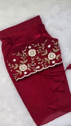 Ruby Bloom Embroidered Skirt Set