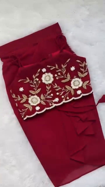 Ruby Bloom Embroidered Skirt Set