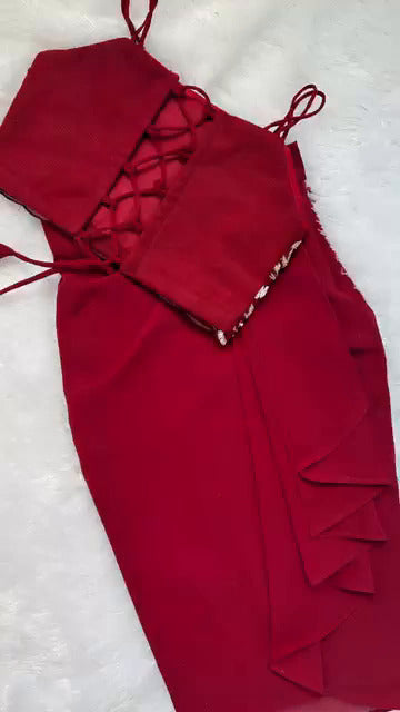 Ruby Bloom Embroidered Skirt Set