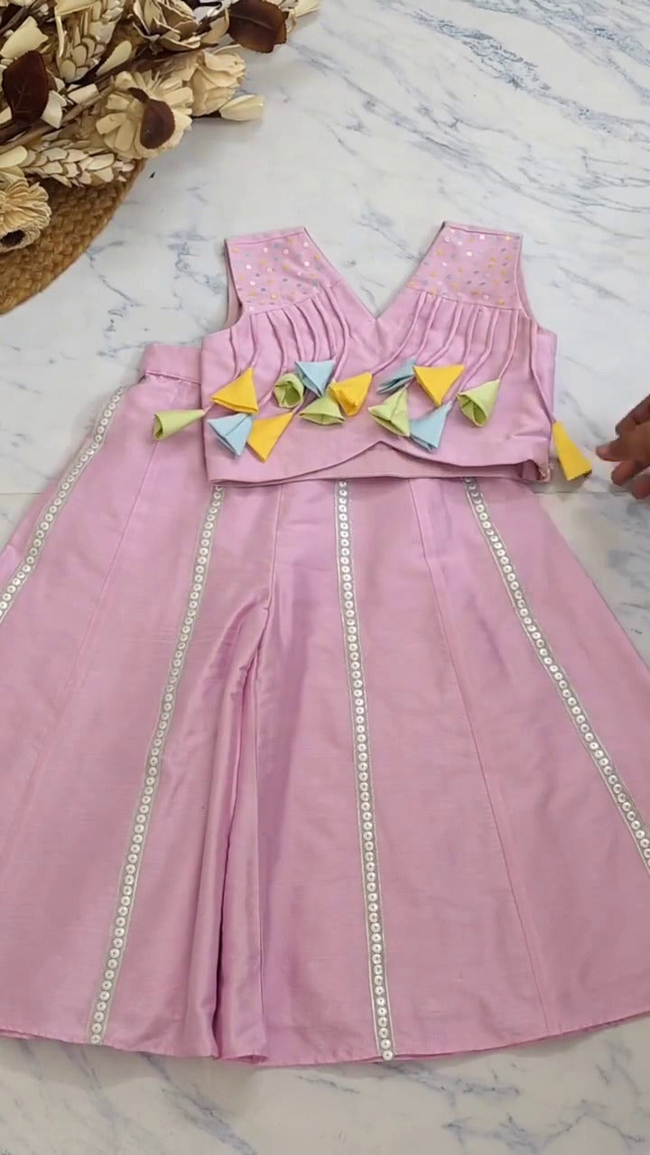 Meher Pink Tassel Sharara Set