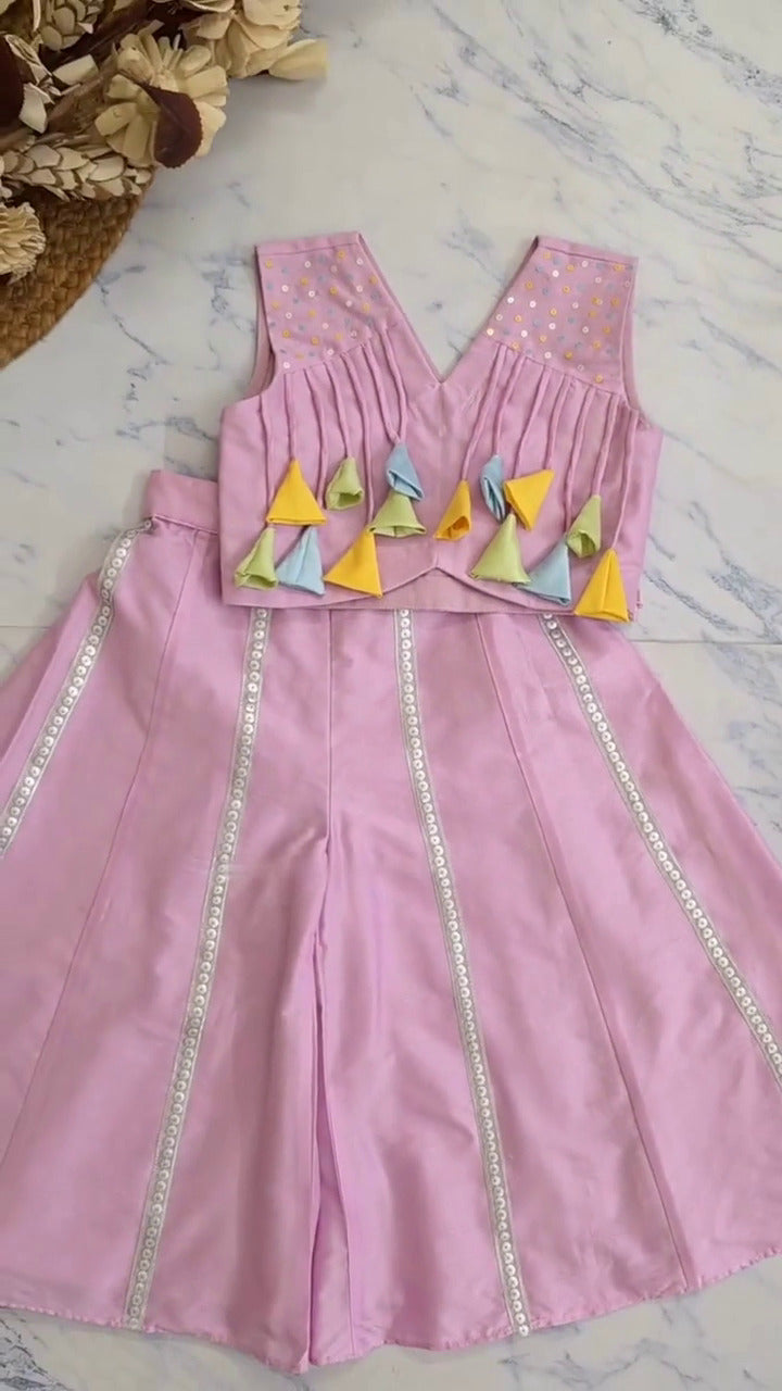 Meher Pink Tassel Sharara Set