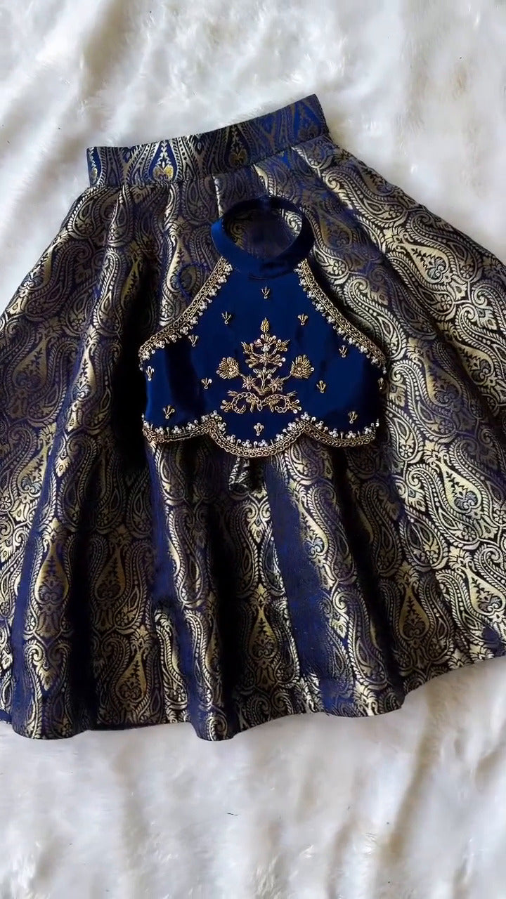 Ridhima Blue Banarasi Lehenga Set