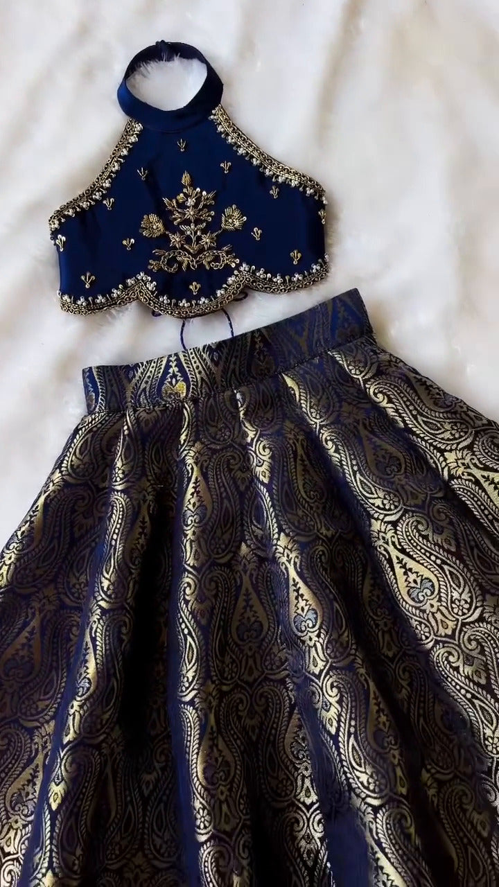 Ridhima Blue Banarasi Lehenga Set