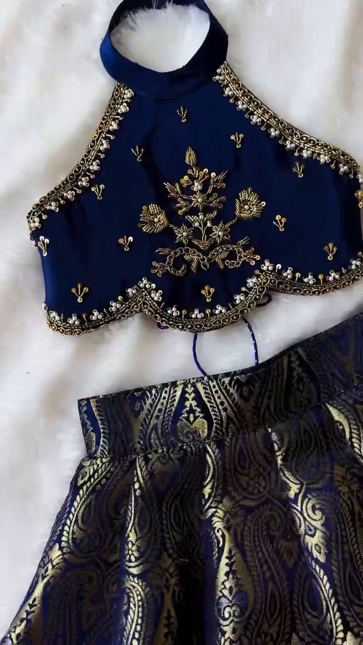 Ridhima Blue Banarasi Lehenga Set