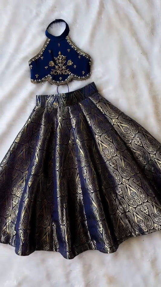 Ridhima Blue Banarasi Lehenga Set