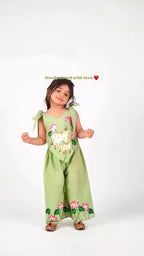 Handpainted Green Floral Jumpsuit
