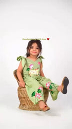 Handpainted Green Floral Jumpsuit