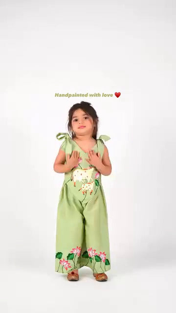 Handpainted Green Floral Jumpsuit