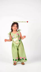 Handpainted Green Floral Jumpsuit