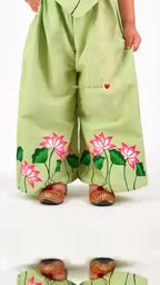 Handpainted Green Floral Jumpsuit