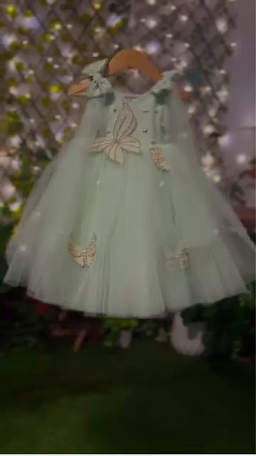 Mint Green Butterfly Princess Frock