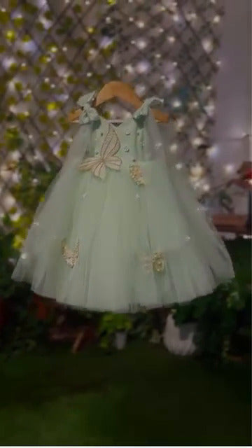 Mint Green Butterfly Princess Frock