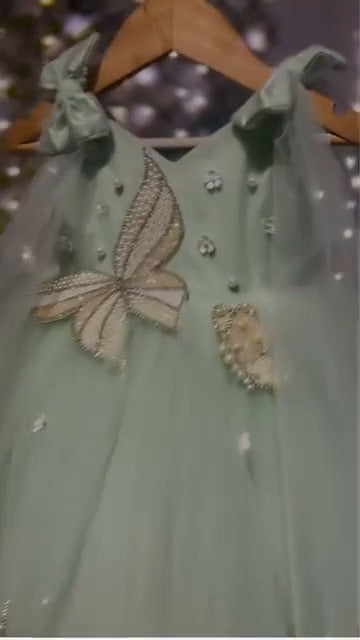 Mint Green Butterfly Princess Frock