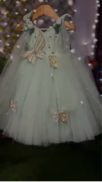Mint Green Butterfly Princess Frock