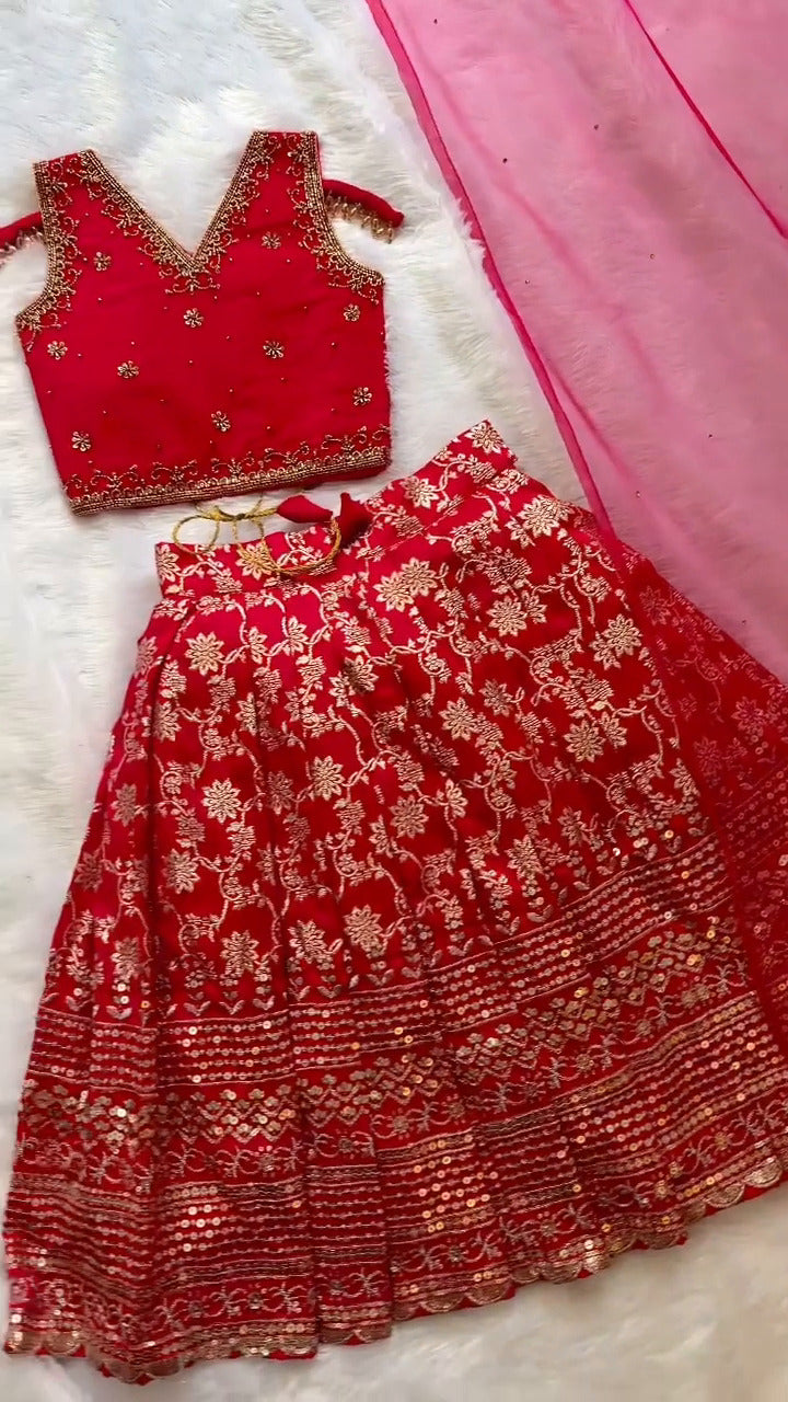 Riddhima Designer Red Lehenga Set