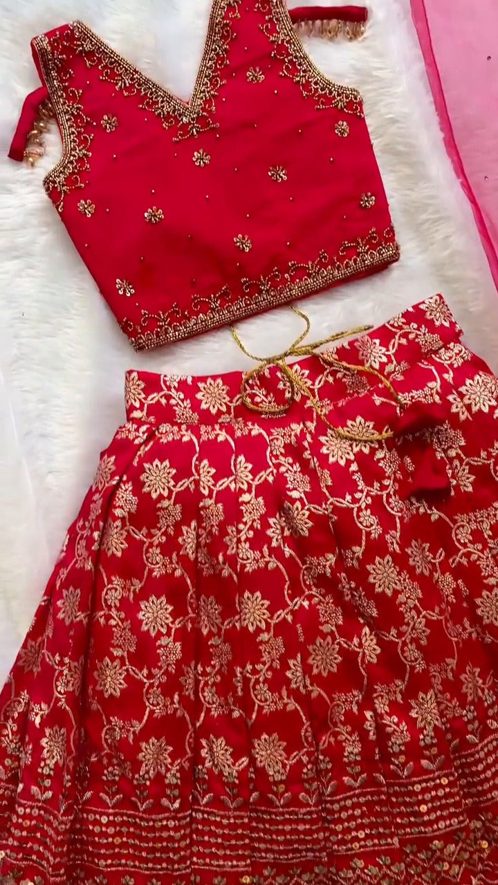 Riddhima Designer Red Lehenga Set