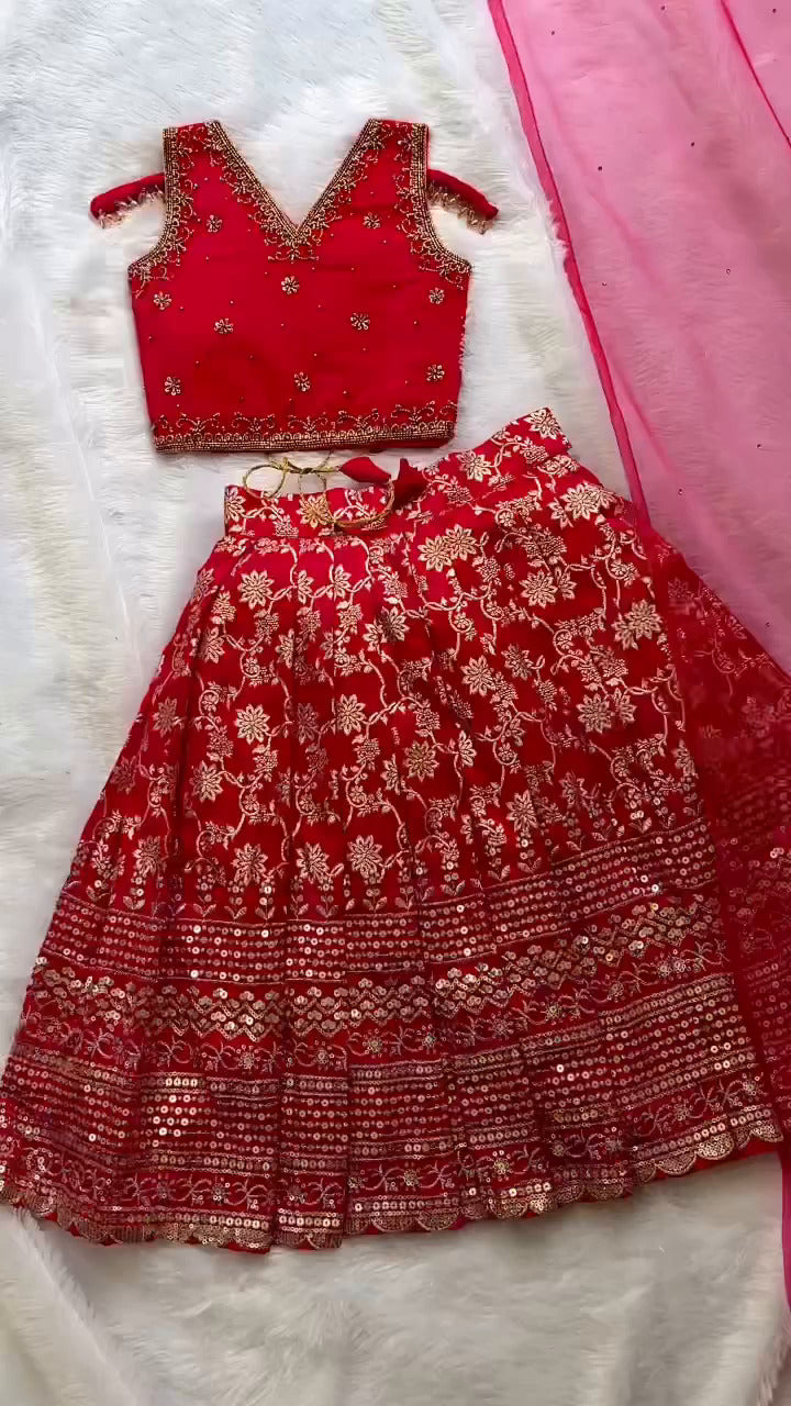 Riddhima Designer Red Lehenga Set