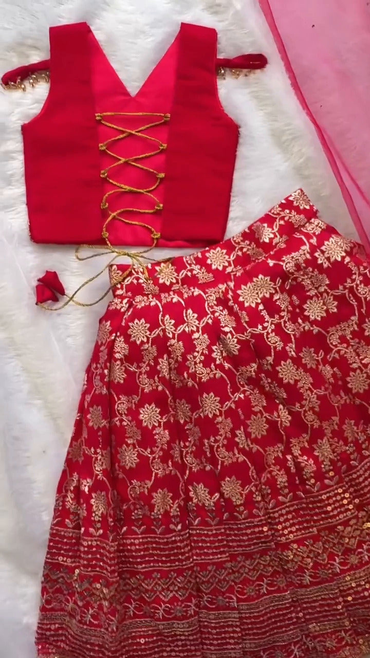 Riddhima Designer Red Lehenga Set