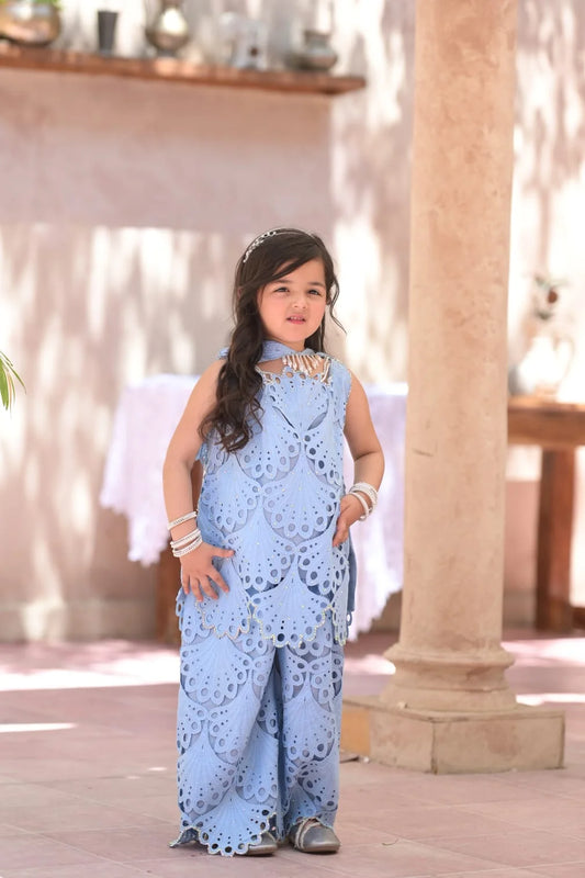 Myra Sky Blue Royal Dhoti Set