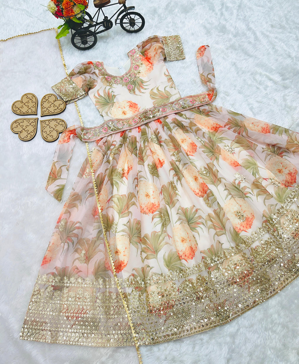 New Designer Heavy Fox Georgette Gown OC-152 Cream