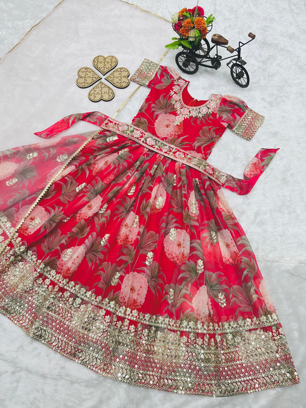 New Designer Heavy Fox Georgette Gown OC-152 Red