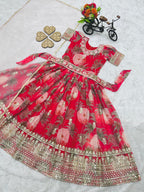New Designer Heavy Fox Georgette Gown OC-152 Red