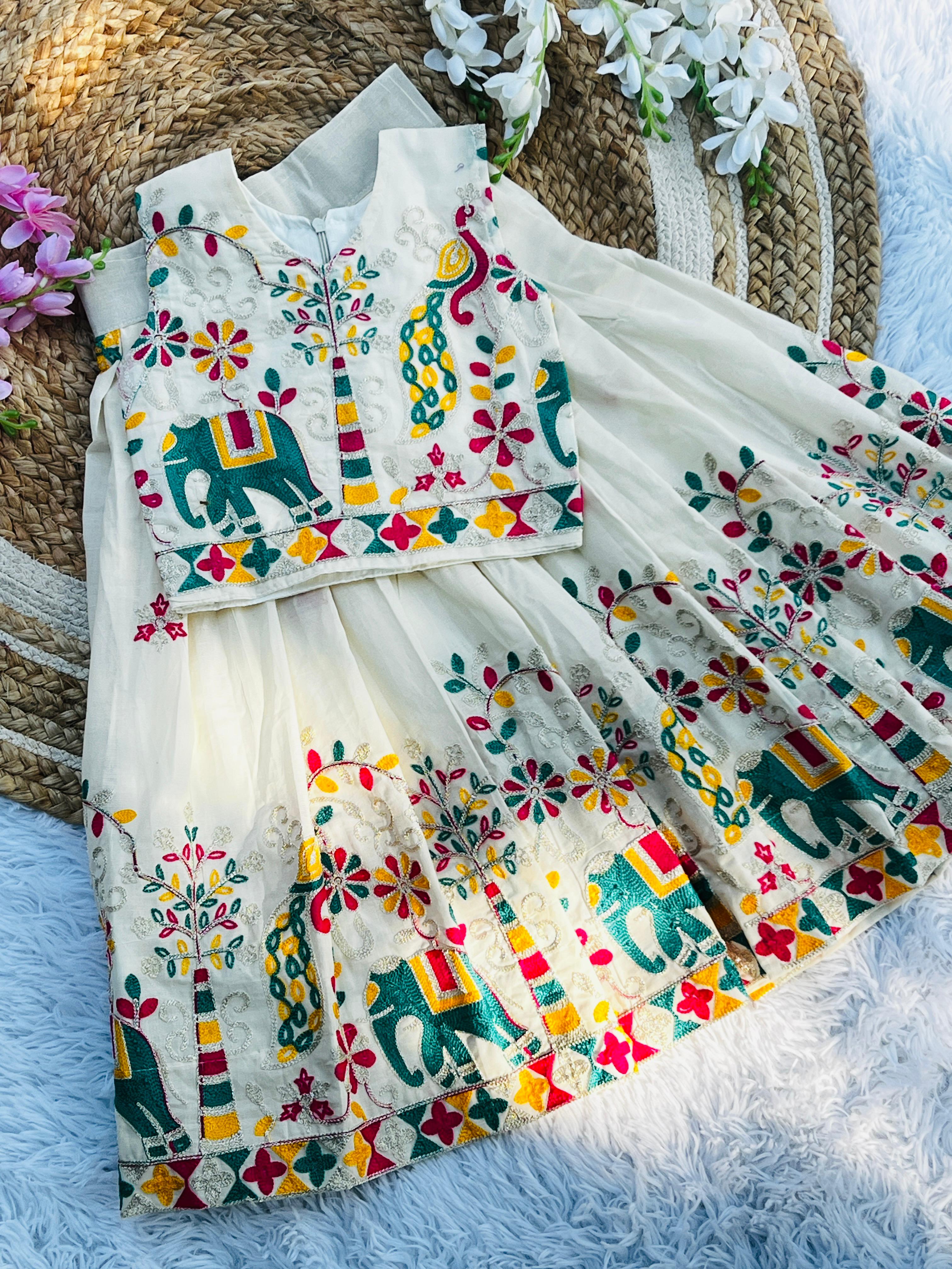 Abalone Pure Heavy Cotton  Kids Lehengha Choli
