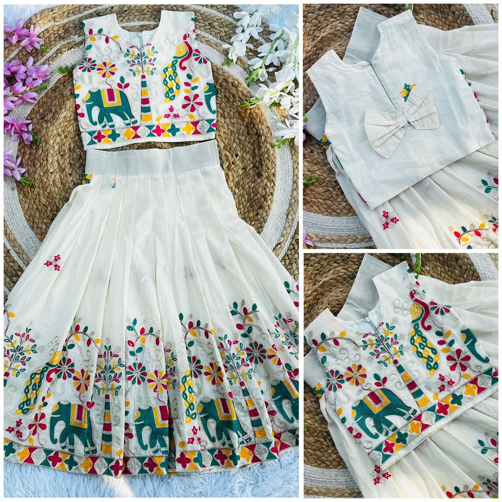 Abalone Pure Heavy Cotton  Kids Lehengha Choli