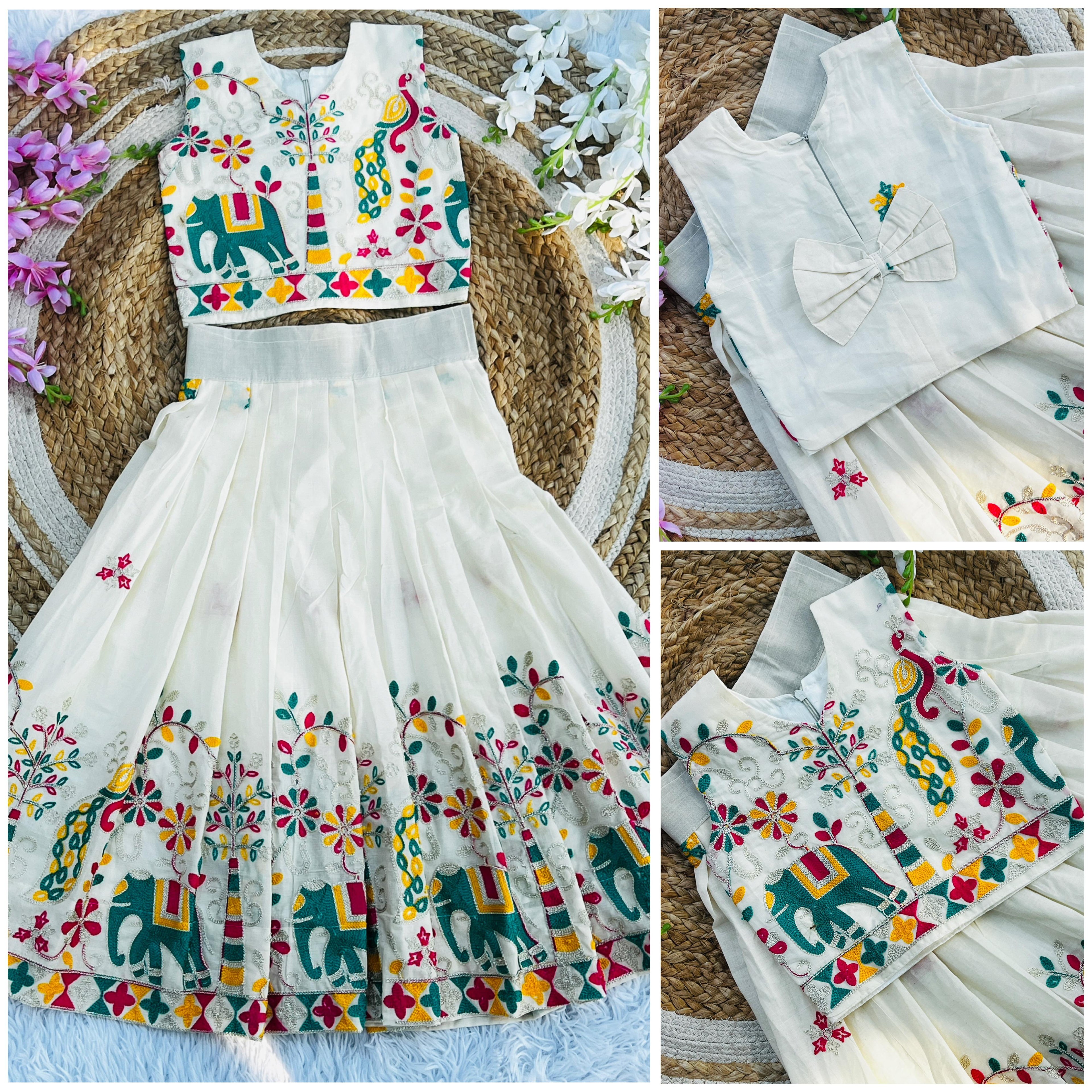 Abalone Pure Heavy Cotton  Kids Lehengha Choli