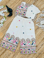 Super Hit  Embroidery Work on Khadi Cotton Fabric Kids Cord-Set