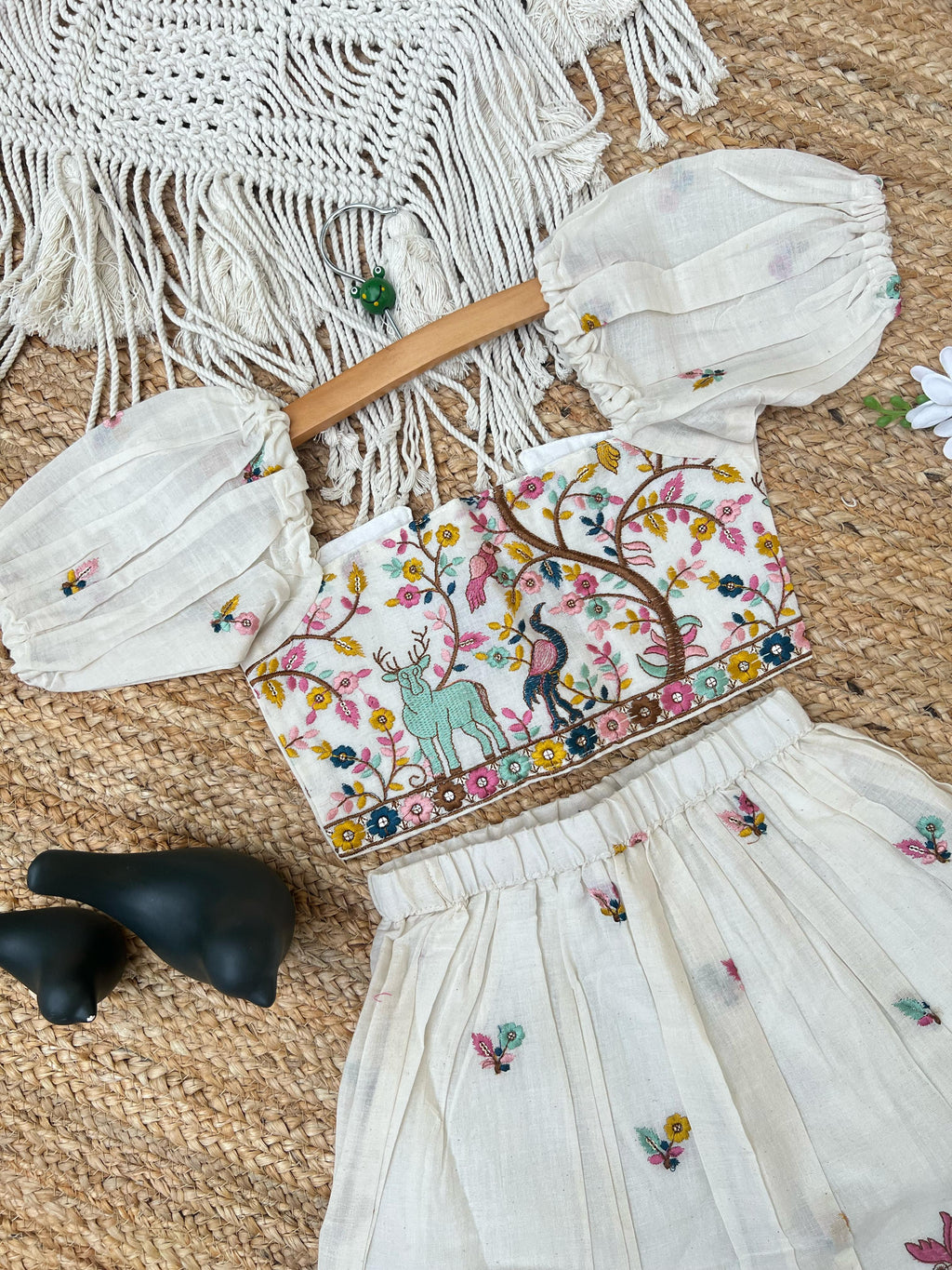 Exquisite Pure Khadi Cotton Threads Work Lahenga Choli
