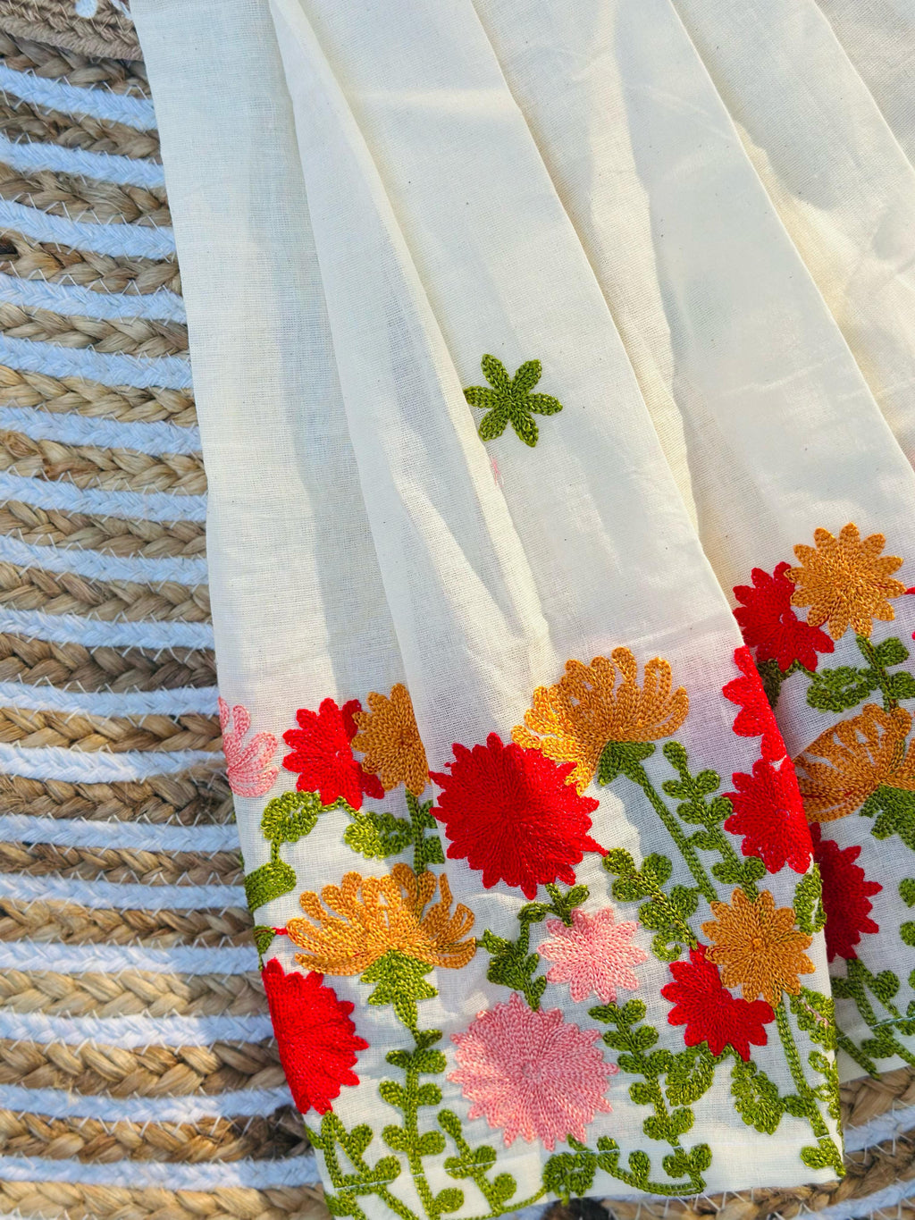 Premium Cotton Silk Flower work Lhengha with Top for kids