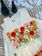 Premium Cotton Silk Flower work Lhengha with Top for kids