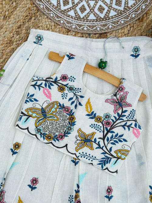 Blossom Pure Cotton Fabric Embroidery work Embroidery Lahenga Choli