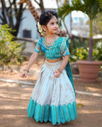 Designer Lehenga Choli & Dupatta with Sequins Embroidery & Digital Print in Sky Color
