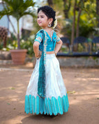 Designer Lehenga Choli & Dupatta with Sequins Embroidery & Digital Print in Sky Color