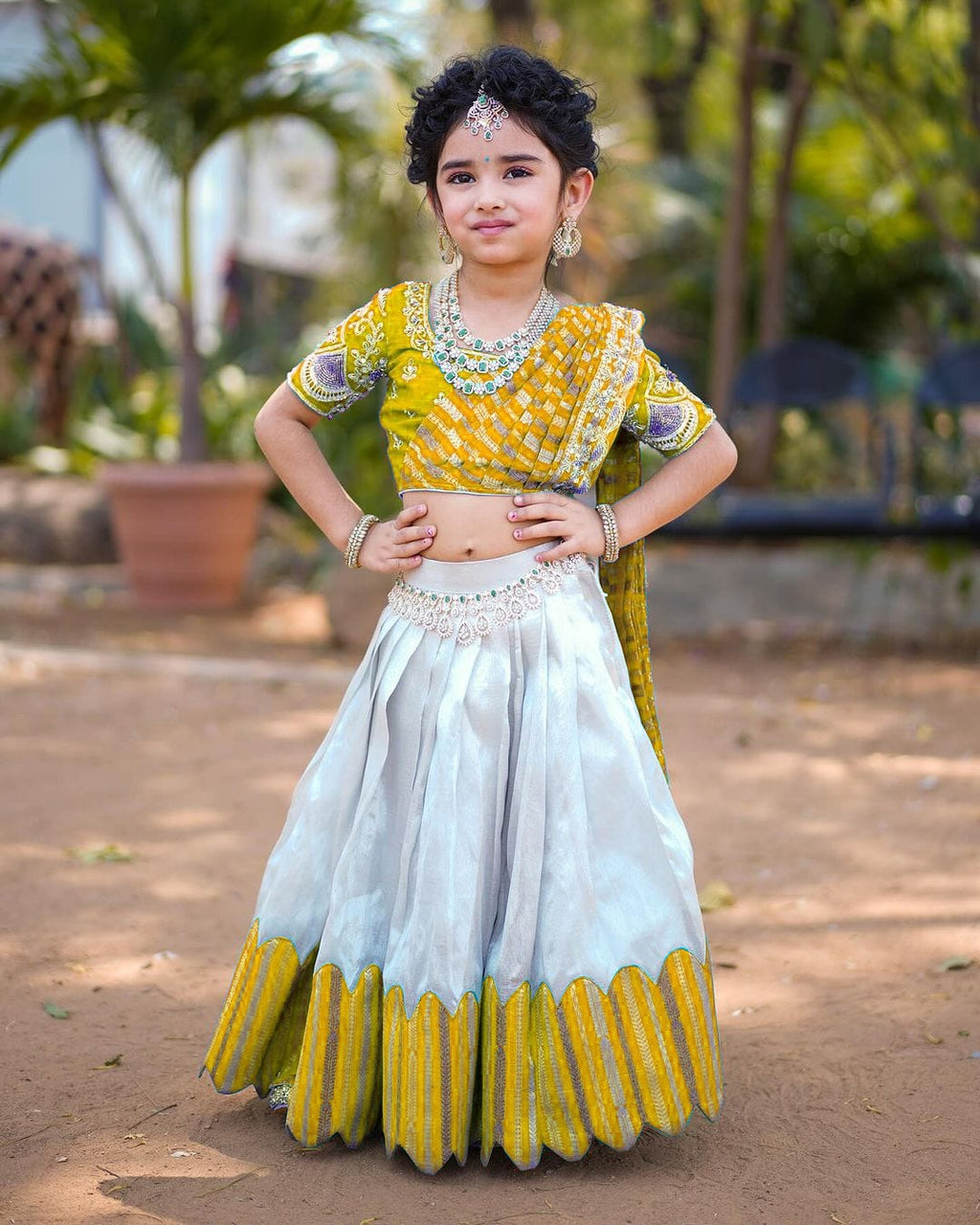 Designer Lehenga Choli & Dupatta with Sequins Embroidery & Digital Print in Yellow Color