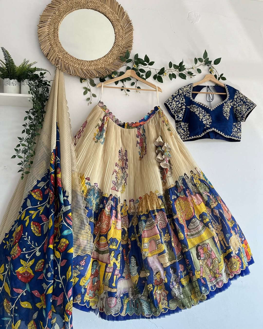 Off White Paithani Silk Lehenga